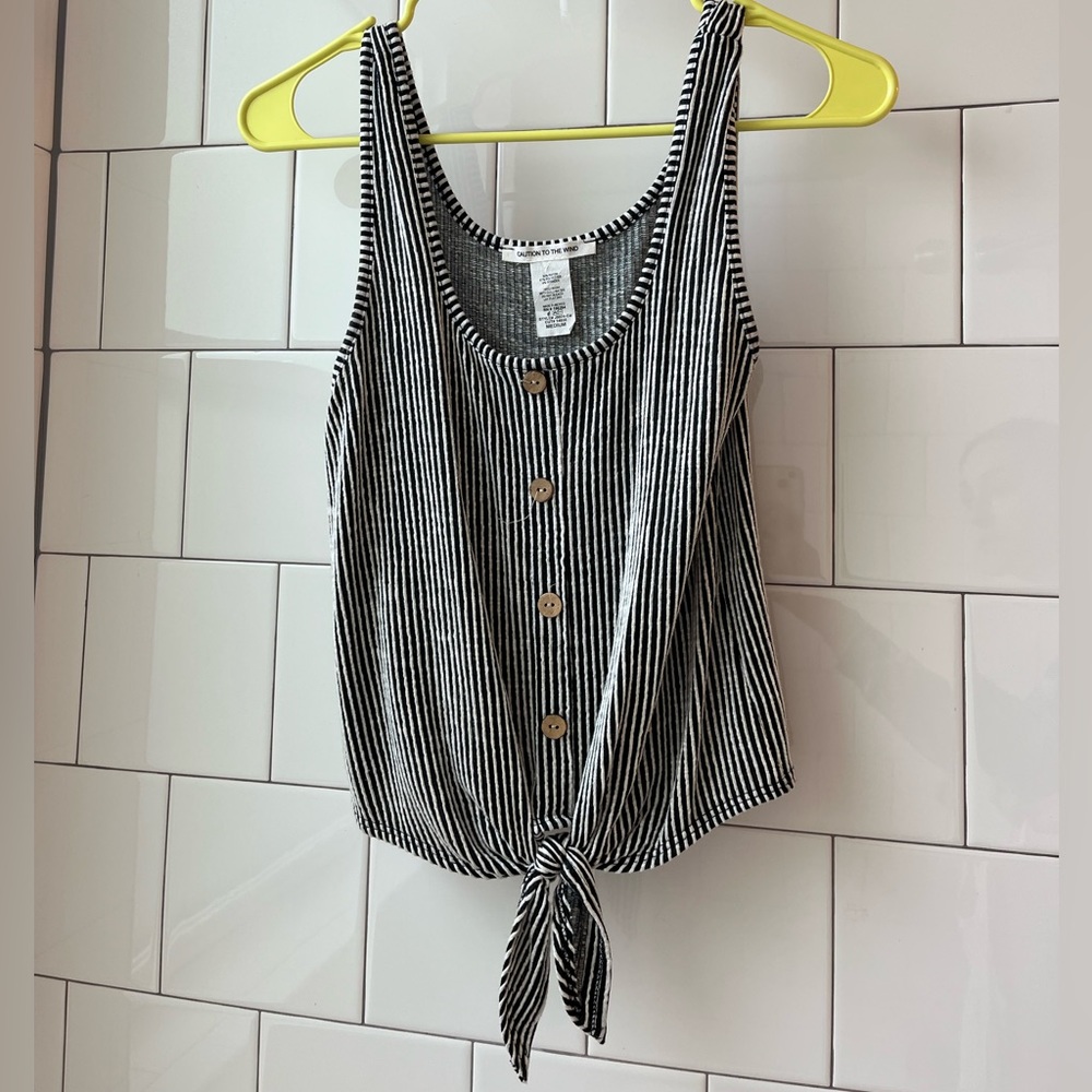 Medium size blue and white striped tank top